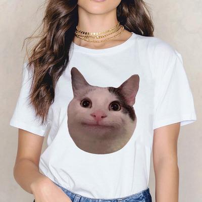 Katze Koreanische Kleidung T-Shirt T-Shirt T-Shirts Damen Damenmode Top Femme Lustiges T-Shirt