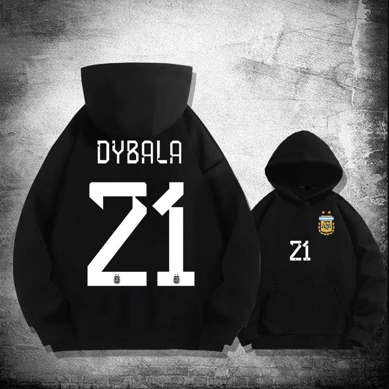 World Cup Argentina Dybala No. 21 hooded sweater youth football loose sports training jacket 155XXS