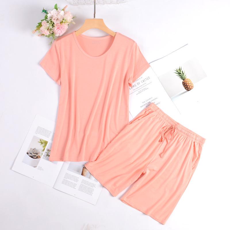 Women's Summer Modal Short Sleeve & Shorts Ice Silk Pajama Set - Breathable Casual Wear