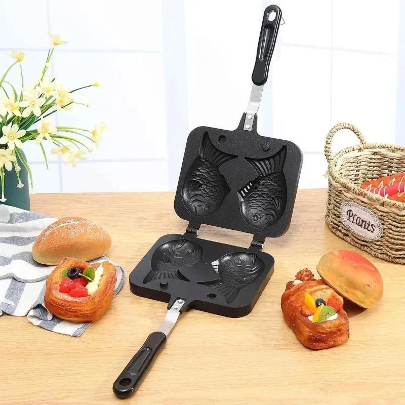 Taiyaki Japonské Formy na Pečení ve Tvaru Ryby Forma na Chléb Výrobník 2 Litinové Domácí Dortové Nástroje