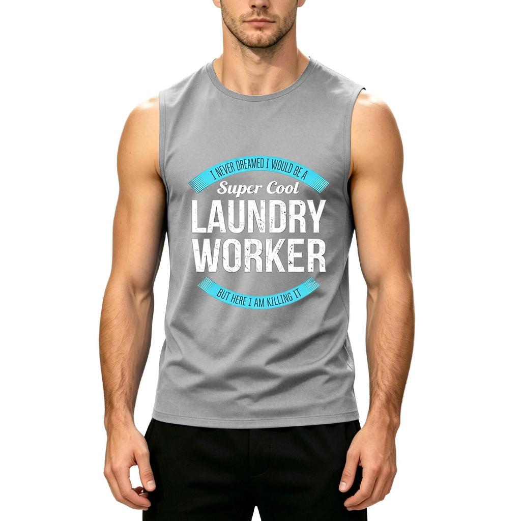 Men's Sleeveless Casual Tank Top Muscle Shirt Printed Workwear Summer Lightweight Workout Gym Tee