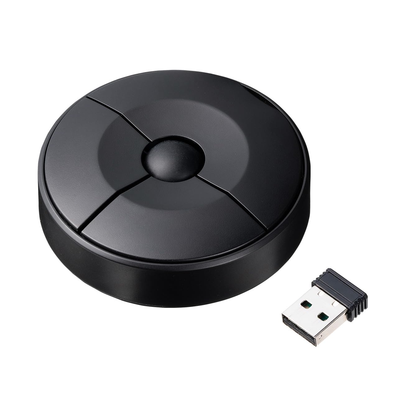 

Sanwa Direct UFO Bluetooth Mouse with Battery Mouse, USB-A Receiver, Wireless, Slim, Compact, Portable, Multi-Pairing Support, Operated, Black, чорний