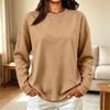 Damen Oversized Pullover mit Rundhalsausschnitt Lockerer Schnitt Lässiges Pulloveroberteil für Frühling und Herbst