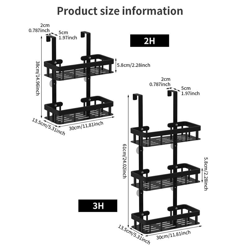 1PC Carbon Steel Thick Storage Hanging Basket Bathroom Shelf Behind The Door Shelf Tidy Multi Layer Bathroom Two/Three Layers