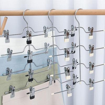 Skirt Hangers 4 Tier Pants Hangers Space Saving Hangers Closet Organizer For Skirt Pants Jeans Scarf Clothes Organizer & Storage