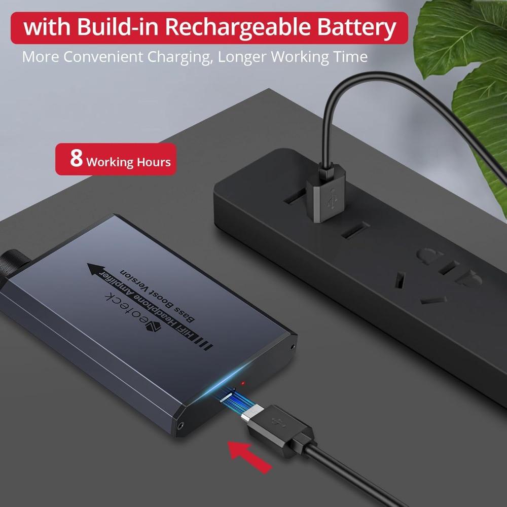 Bas Yükseltmeli 3.5mm Kulaklık Amfisi Taşınabilir HiFi Kulaklık Amplifikatörü, 16-300 Ohm, Telefonlar, iPad için Mat Alüminyum Yüzey