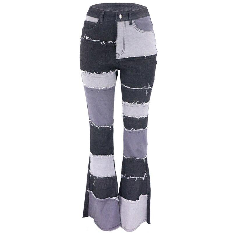 High Waist Mom Jeans Fashion Denim Pants Stretch Flared Jean Woman Fashion Denim Pants Slim Trousers Streetwear Elephant Jeans