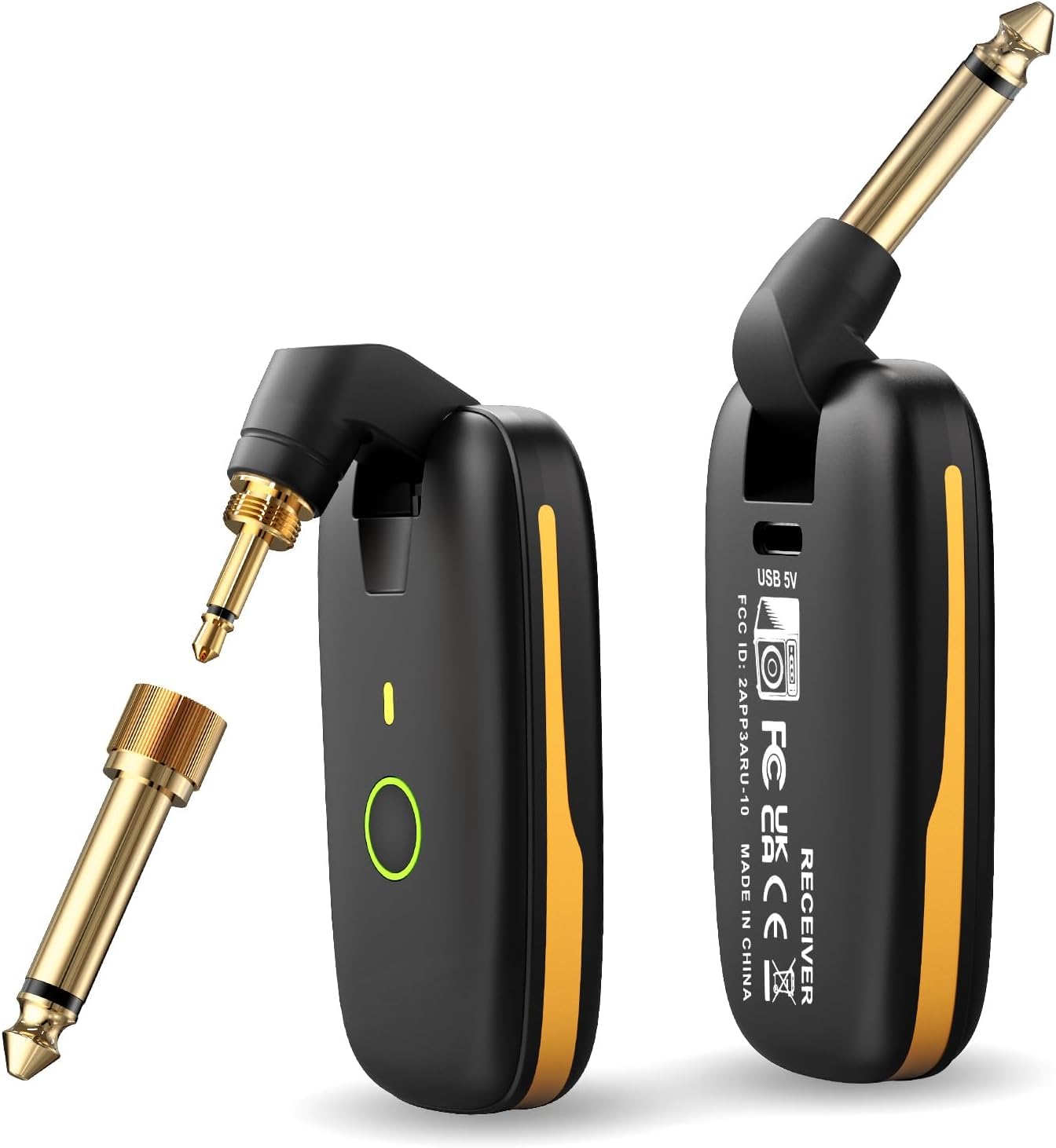 

XIAOKOA Guitar Wireless System Wireless Transmitter Receiver 7 Channel Rechargeable Automatic Pairing 6.35mm3.5mm Plug Guitar Bass Suitable for