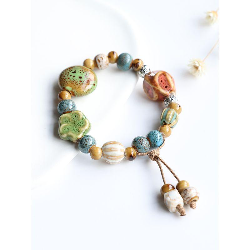 Retro Ceramic Tassel Bracelet Jingdezhen Beaded