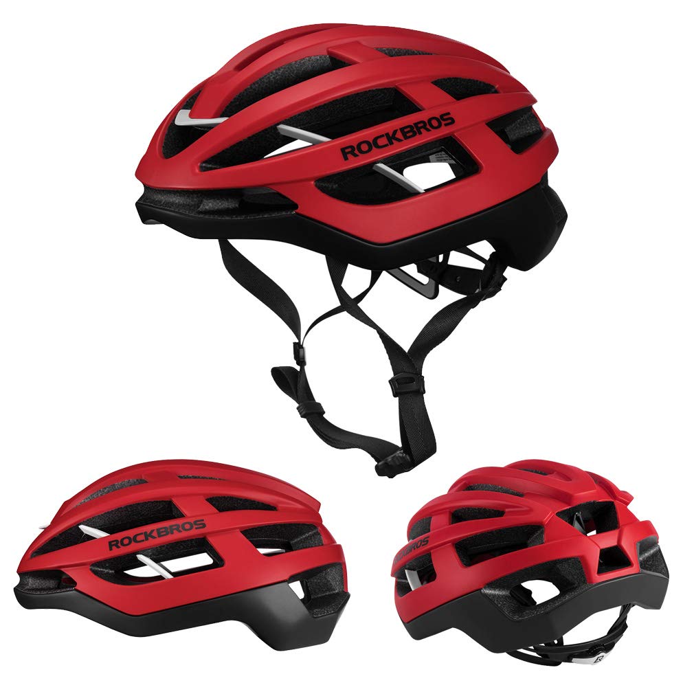 ROCKBROS Bicycle Helmet for Road Highly Adjustable Bikes, CPSC/CE Certified, Lightweight, Sturdy, Ultra-Ventilated, Sizes, Adult, M/L (Red, M)