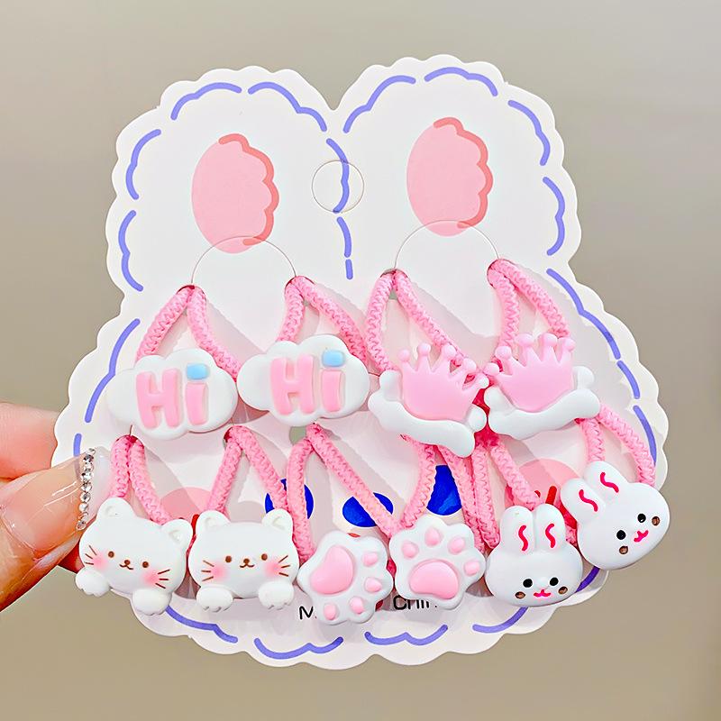 10pcs Cute Bow Elastic Hair Band Cartoon Girls Hair Rope Cute Ponytail Holder Hair Ties Rubber Band Children Hair Gum Scrunchies