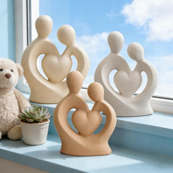 Keramik Paar Statue Umarmendes Paar Figur Romantische Liebende Skulptur für Hochzeitstag Valentinstag TV-Ständer Regal Deko