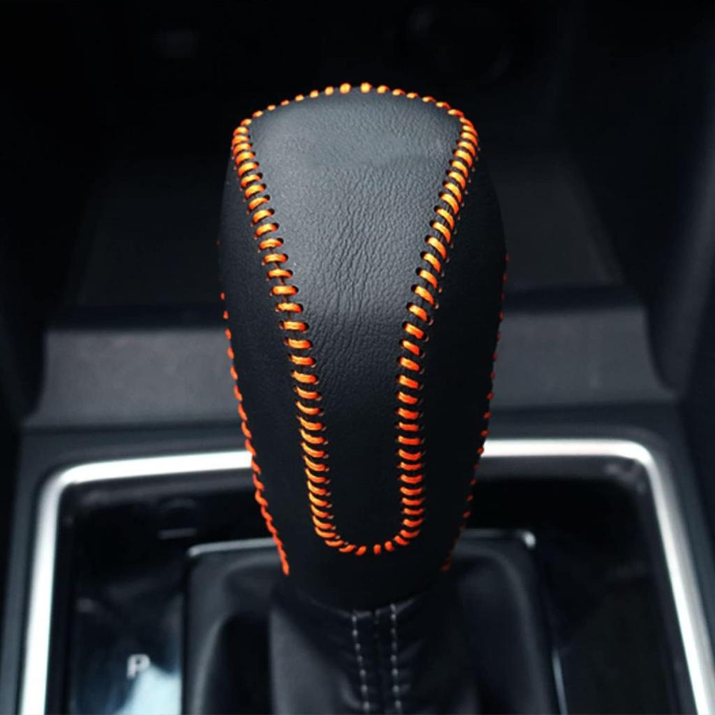 Genuine Leather Car Shift Knobs Cover for Subaru Crosstrek XV Forester 2018-2023/Impreza 2017-2023 Interior Accessories Protective Cover(Black