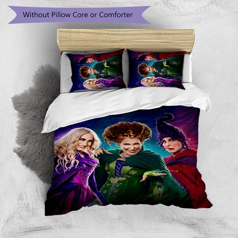Hocus Pocus 3pcs Bedding Set Duvet Cover Closure Includes 1 Duvet Cover & 2 Pillowcases for All Seasons Bedroom Home Dorm Decor