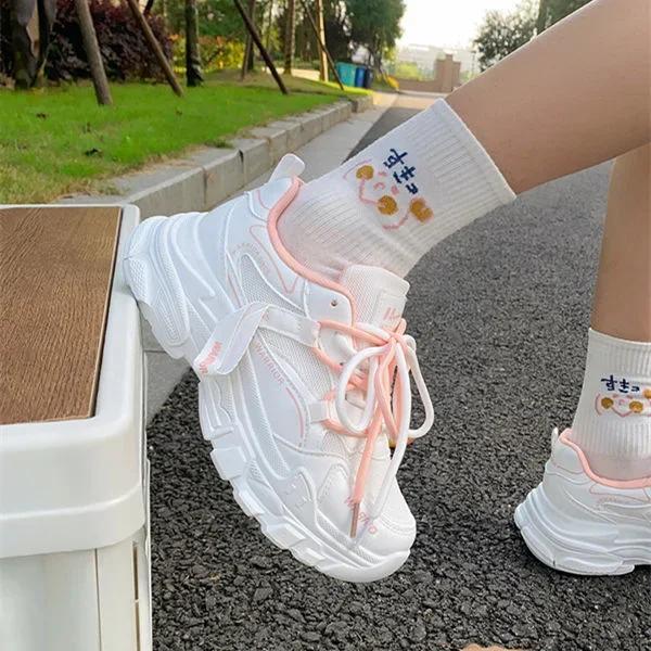 New Spring Autumn Daddy Shoes Women's Trend Versatile Thick Sole Mesh Breathable Casual Sports Shoes Women sneaker