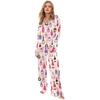 Women's Champagne Bottle Pajamas Set Long Sleeve Button Down Shirt And Pants Sleepwear Set Casual Wine Glasses Print 2 Piece Homewear Set
