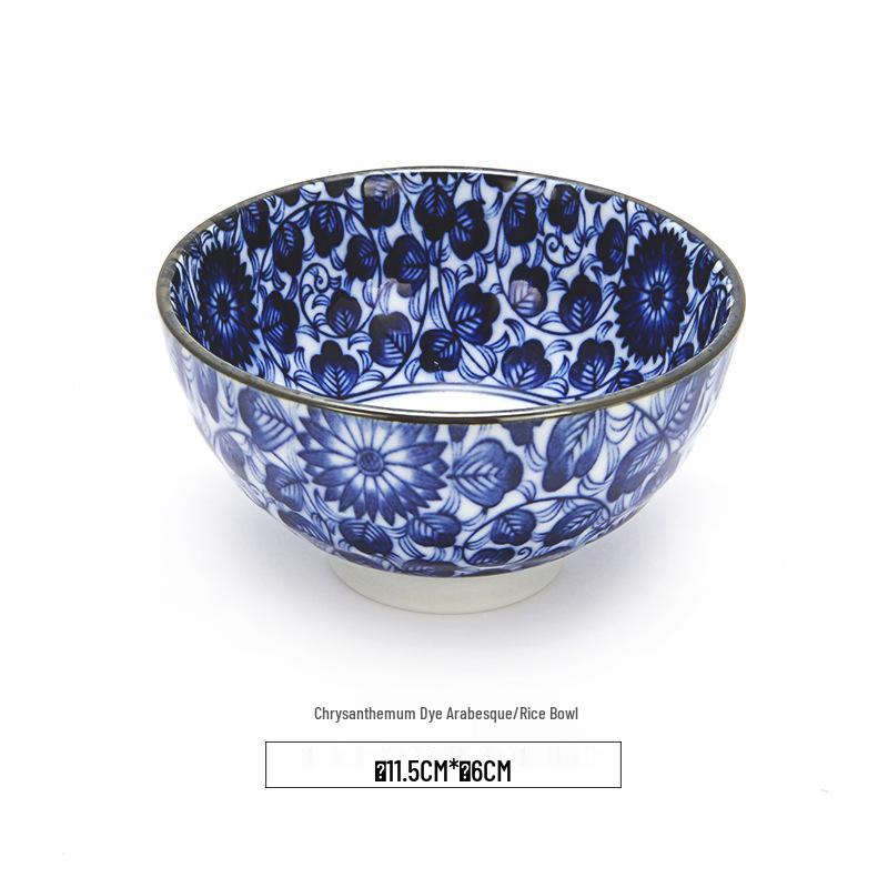 Японская керамическая рисовая миска с индиго-окрашиванием - Посуда Mino Ware подглазурная