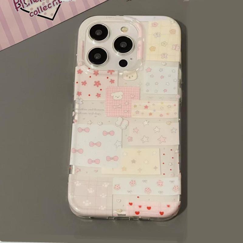 Star Bow Puppy Collage Vortex Pattern Phone Case for iPhone 16E 11 12 13 14 15 16 Pro Max XS X XR 7 8 Plus SE2 Shockproof Cover