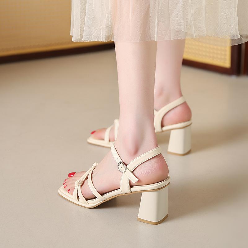 French beautiful sandals women's outer wear 2025 summer new one-word with high-end skirt summer Roman shoes