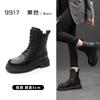 Retro thick-soled high-heeled short boots, genuine leather Martin boots, women's inner heightening versatile medium boots, brown knight boots.