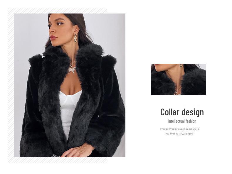 European and American Style Mid-Length Imitation Mink Fur Coat for Women