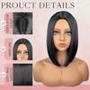 Women Bob Straight Hair Wig with Middle Part No Bangs Made of Heat-Resistant Synthetic Fiber Suitable for Daily Wear and Parties