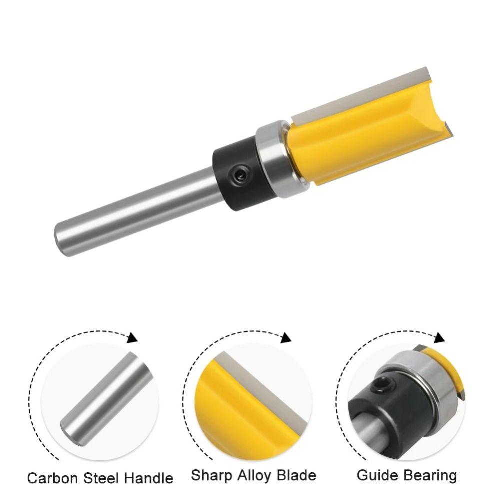6.35mm Shank Flush Trim Router Bearing 1/2" Straight Router Bit Straight End Mill  Wood Milling