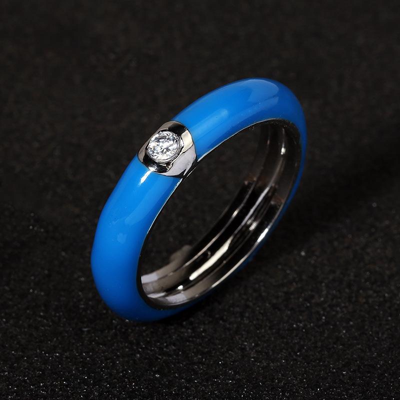 Anello in Argento 925 Creativo Retrò Smalto Colorato Anello Minimalista Fiore Femminile Per Donne Matrimonio Festa Fidanzamento Gioielli Regalo