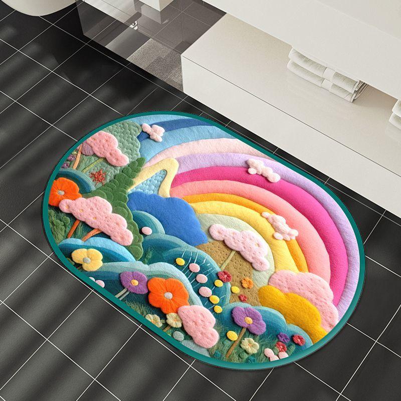 Ins Wind 3D Rainbow Diatom Mud Floor Mat Shower Room Water-Absorbing Quick-Drying Floor Mat Household Non-Slip And Dirt-Resistant Bathroom Floor Mat