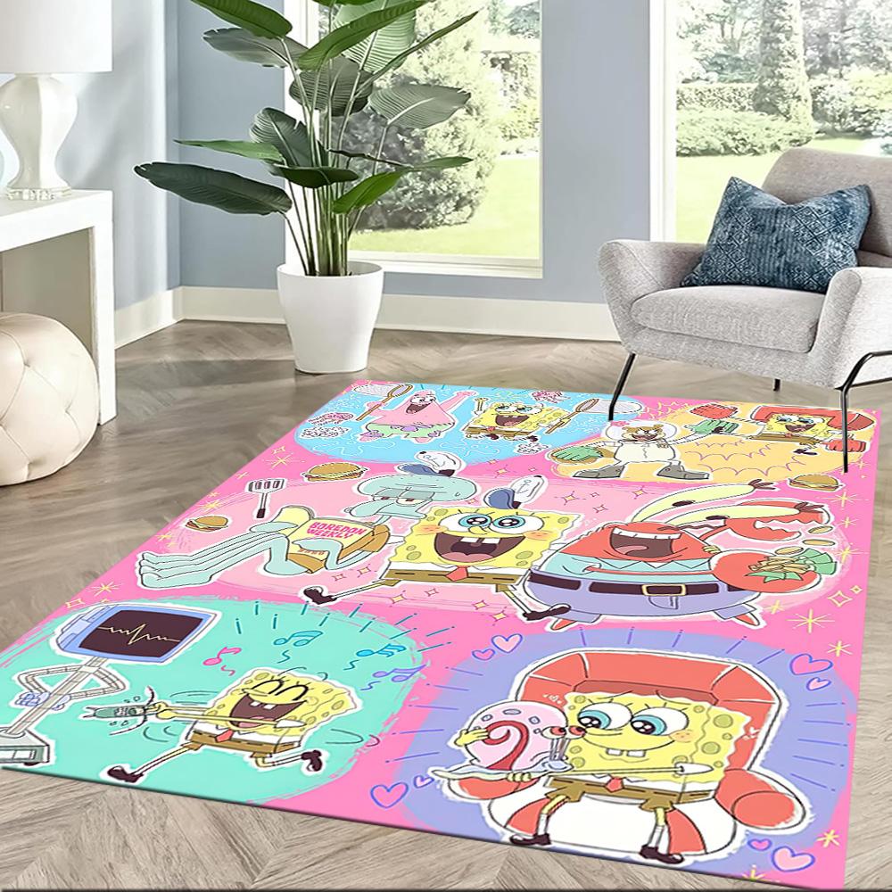 Spongebob's Colorful Friends Square Rugs Are a Great Choice for Living Rooms, Bedrooms, Home Décor, and As Gifts.