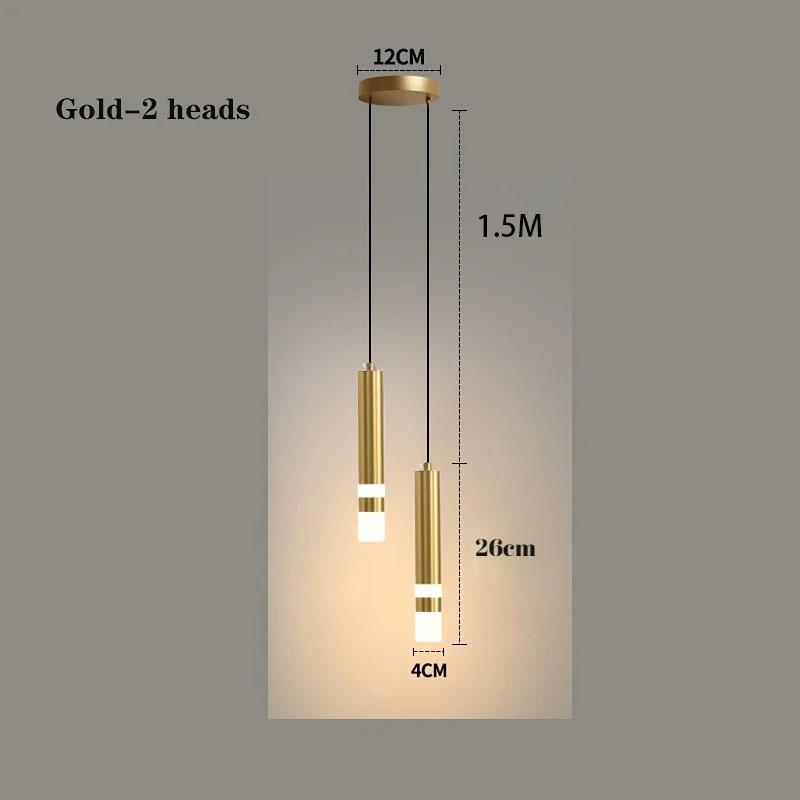 Luxury Minimalist Double Head Led Chandelier Gold Black Home Decor Pendant Hanging Lamp for House Creative Furniture Lighting