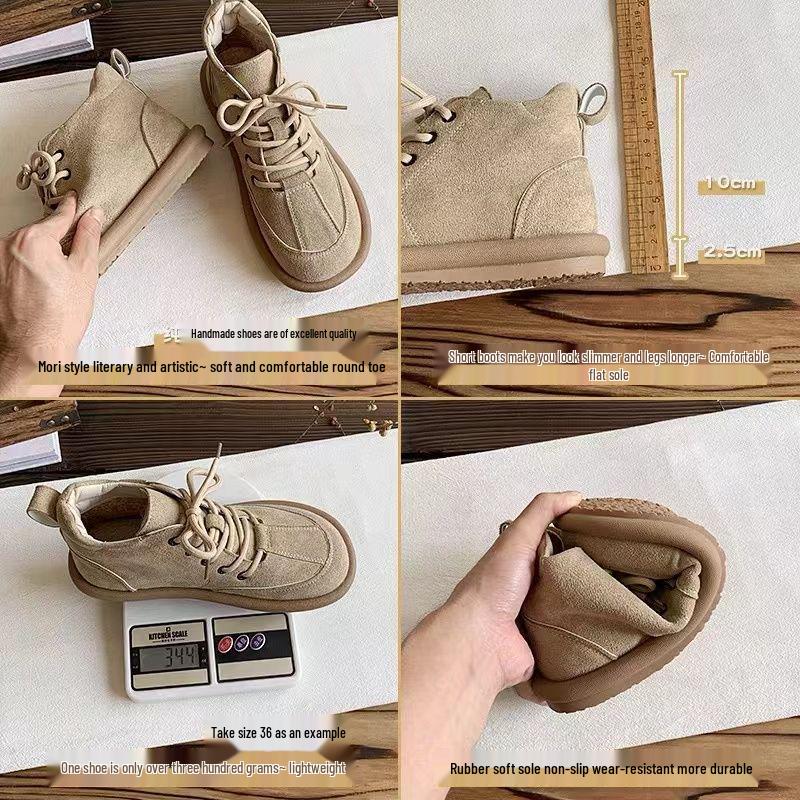 Women's Flat Ankle Boots: Mori Style, British Martin, Velvet Lined, Autumn 2025 Collection