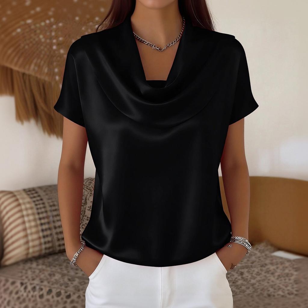 Top casual colorat pentru femei, cu mânecă scurtă