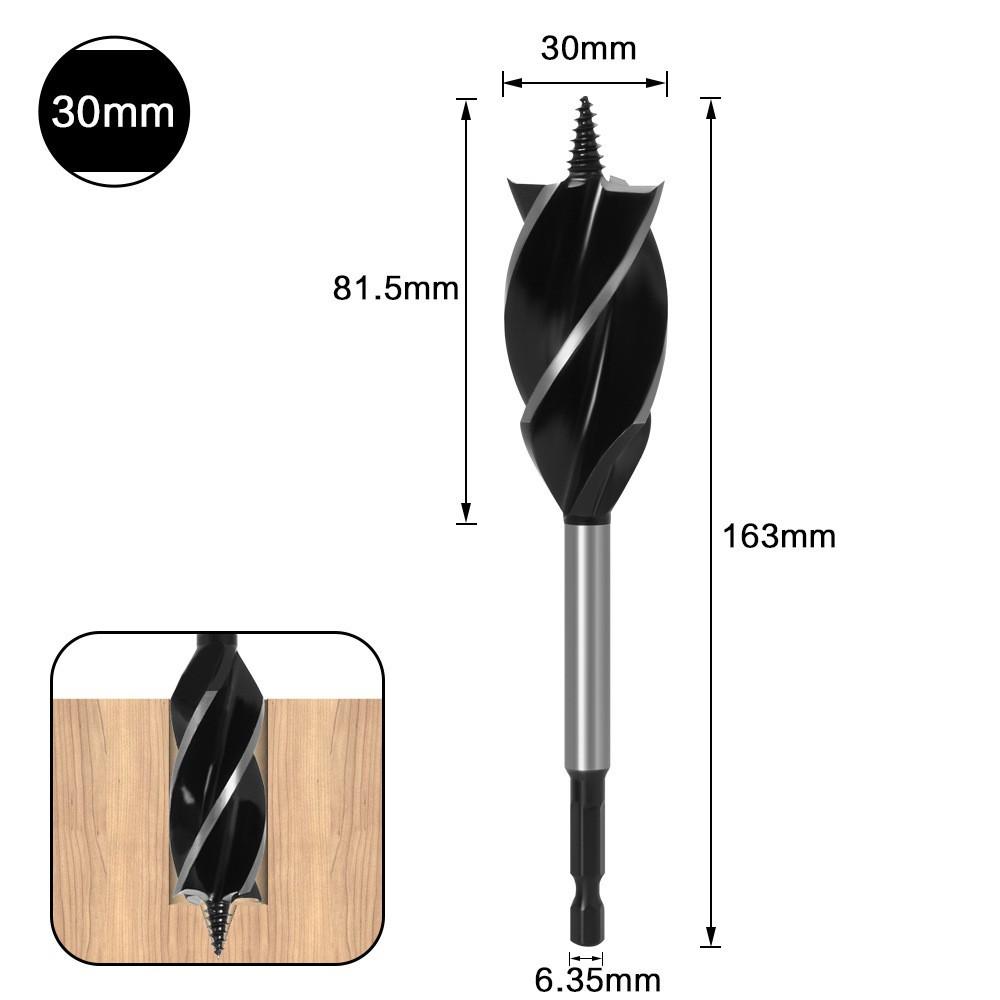 Woodworking Branch Drill, Four-Slot Woodworking Drill, Door Lock Hole Opener, Four-Blade Extended Woodworking Drill, Hexagonal Handle