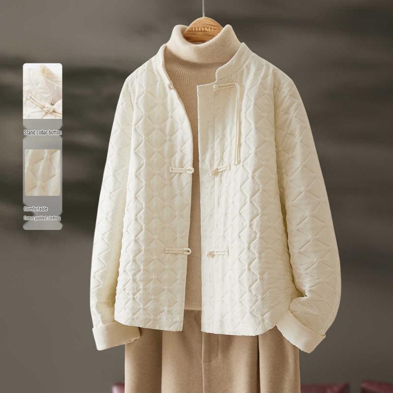 Women s 2025 Winter Thickened Warm Cotton Jacket - New Chinese Design XL грязно-белый