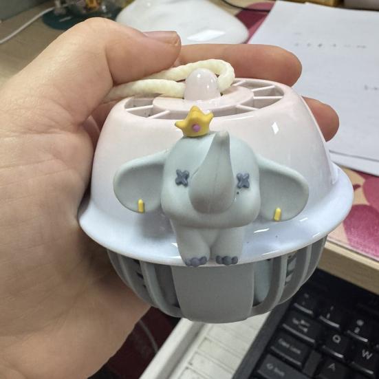 Hanger Fan Adjustable 3-Speed Wind Modes Portable Hanging Neck Small Fan Cartoon Elephant Design Circus Bells Shape Cooling