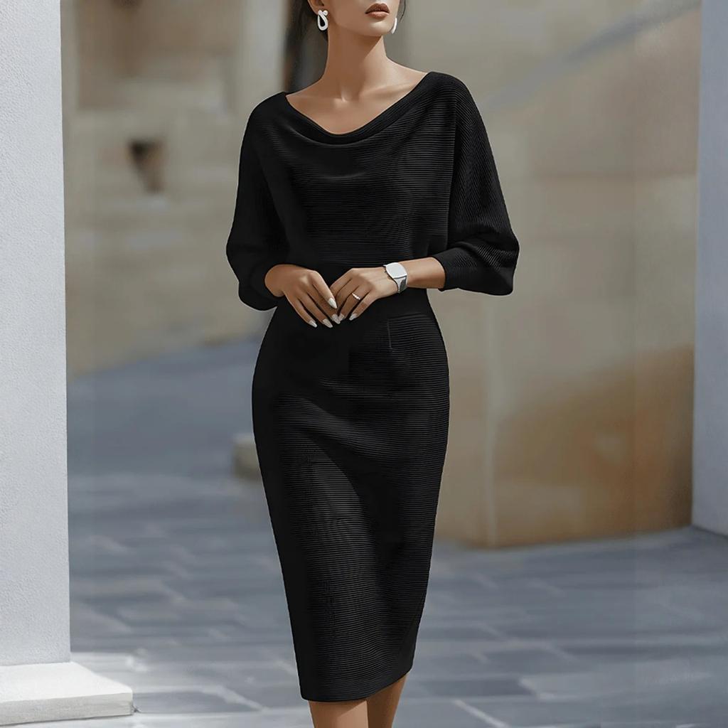 Damen Casual Mode Rundausschnitt 3/4 Ärmel Retro Weihnachtsdruck Retro Kleid