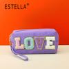 Hot Selling Embroidered Letter LOVE Makeup Bag With Fashionable Square Soft Handle Storage Toiletries Bag Valentine's Day Gift