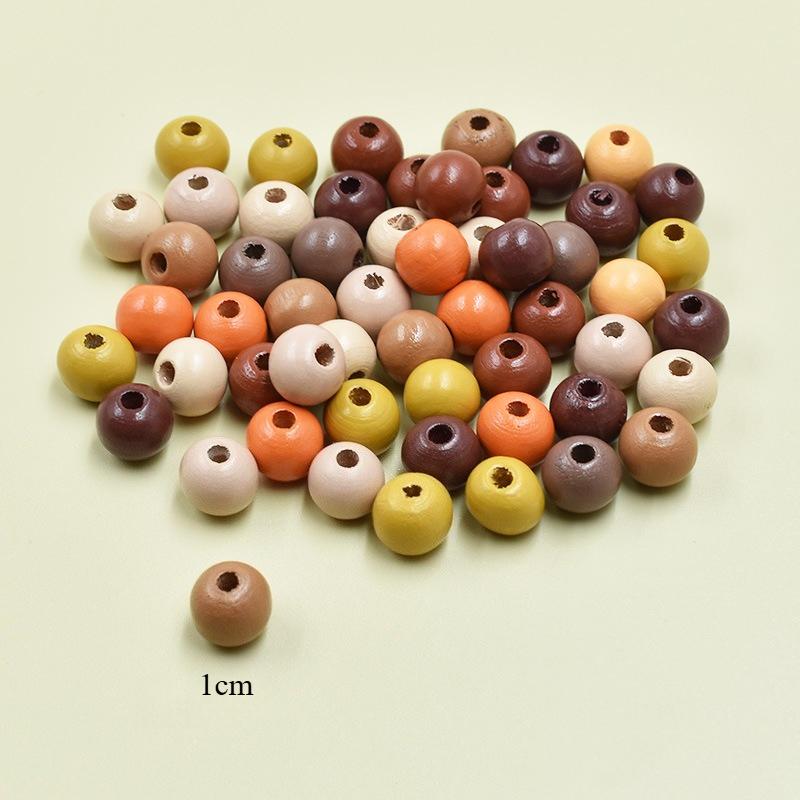 100pcs 8-12mm Assorted Color Wooden Beads Round Brown Wood Bead Round Wooden Spacer Beads for DIY Crafts Jewelry Making