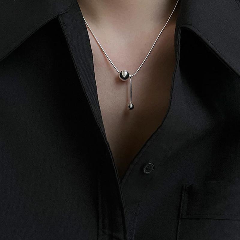 PANJBJ 925 Sterling Silver Line Necklace for Women Girl Fashion Concise Individuality Jewelry Birthday Gift Dropshipping