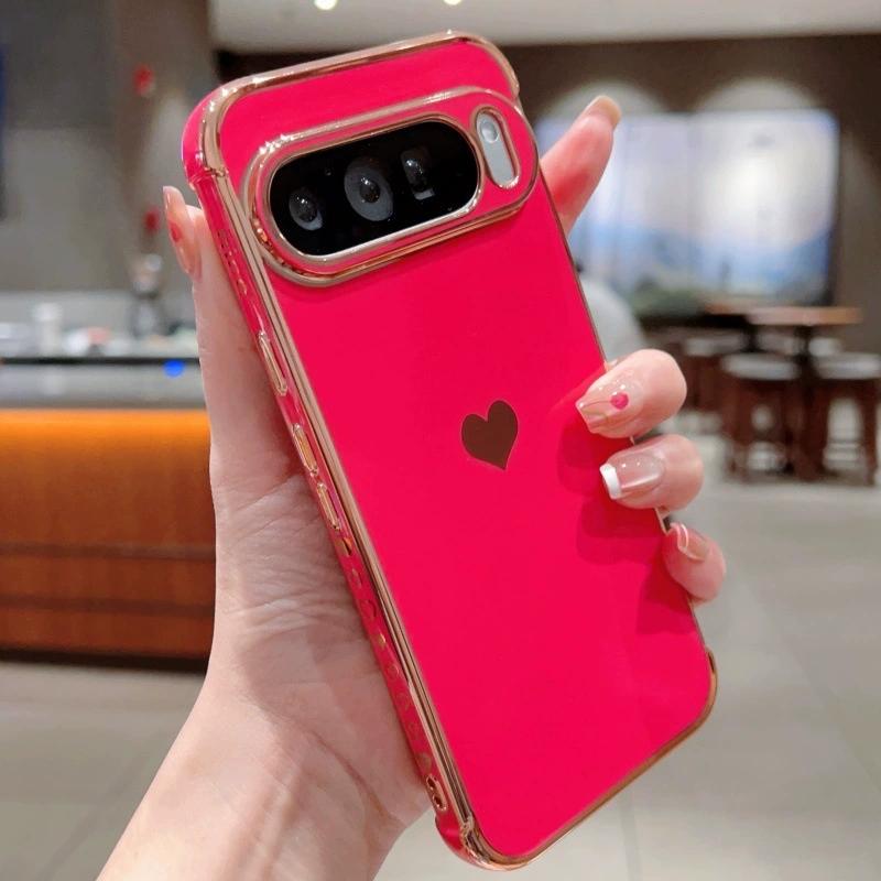 

Electroplating Side Love Heart Phone Cases For Google Pixel10 Pro Pixel9 Pixel8 Pixel7A Shockproof Back Covers For Pixel 7A