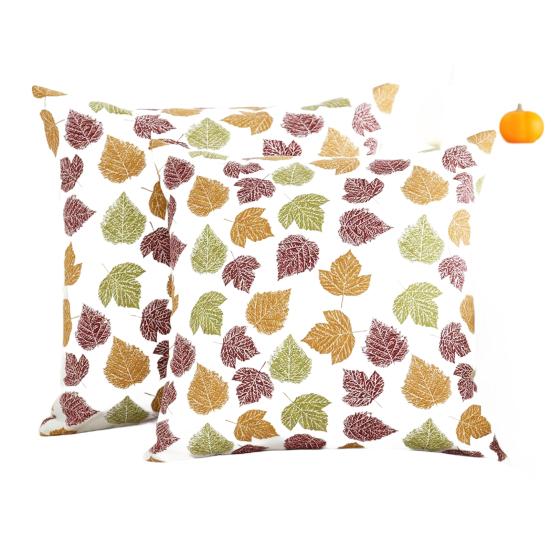 2Pcs Throw Pillowcase Autumn Maple Leaf Pattern Replaceable Design Pillow Case Washable Super Soft Reusable Sofa Cushion Covers