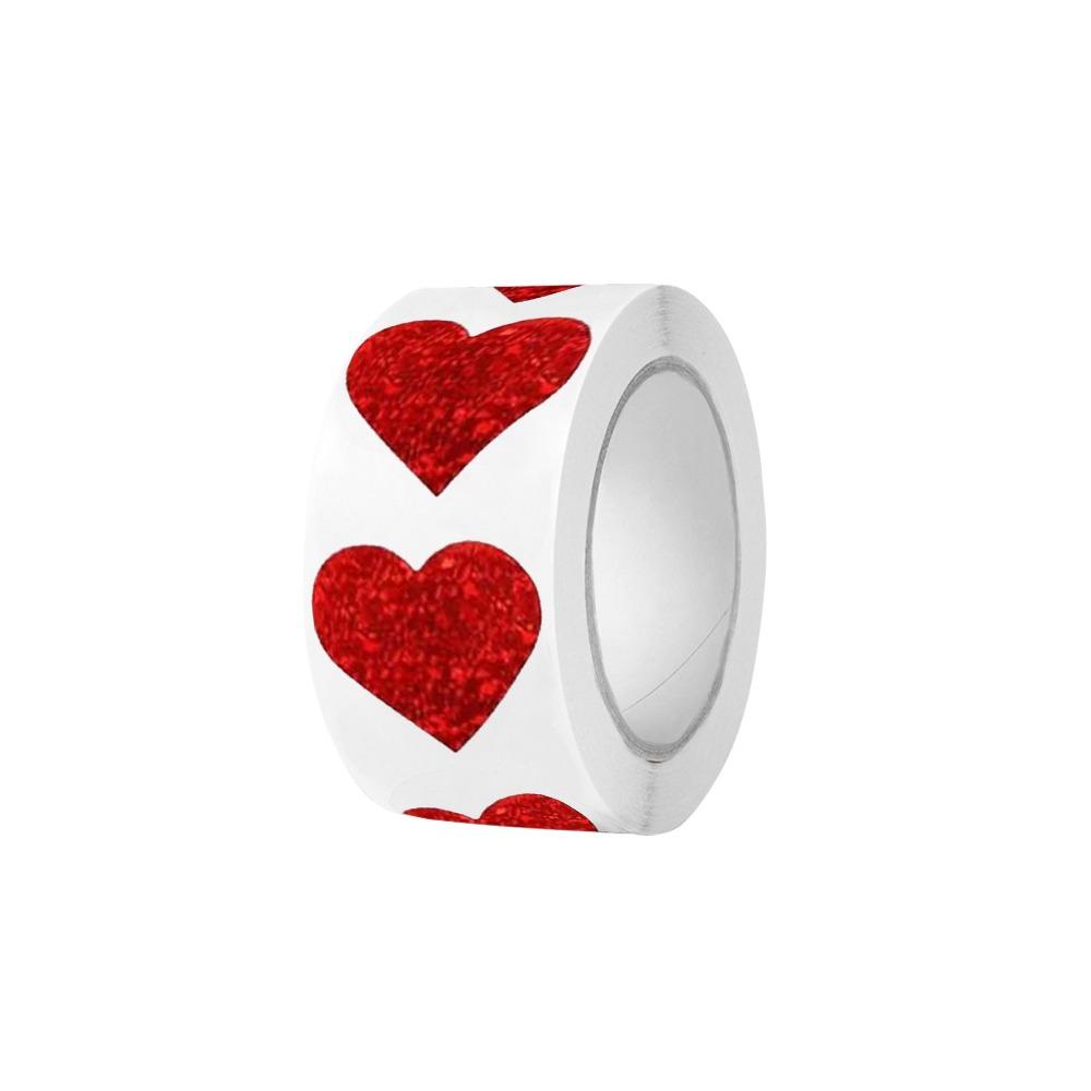 

500pcs Gift Tags Love Heart Stickers Self-adhesive Exquisite Sealing Label Blank Handmade Reward Sticker Valentine s Day 2.5cm червоний