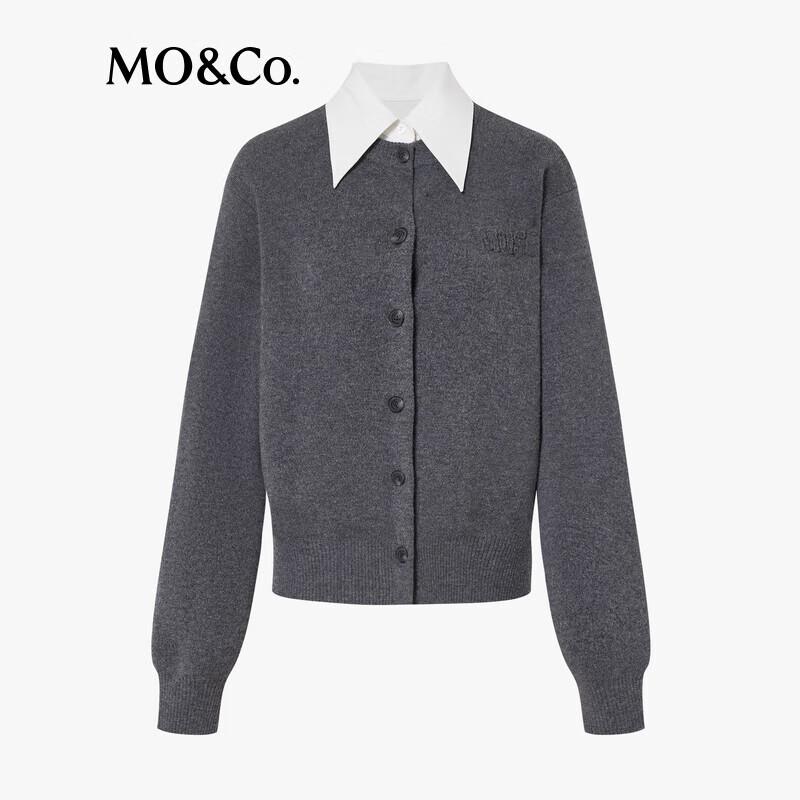 MO&Co. Removable Collar Merino Wool Cashmere Knit Cardigan
