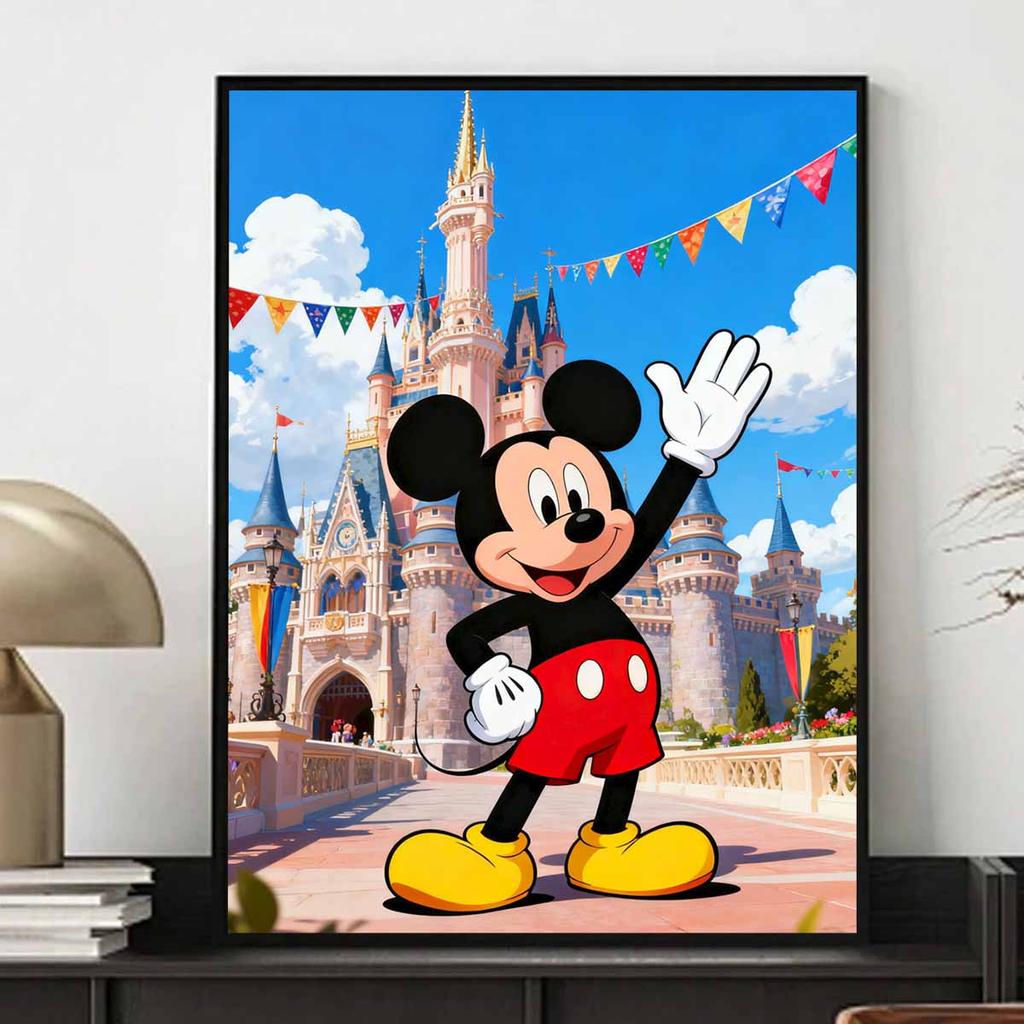 Disney Diamond Painting Kit DIY Round Home Wall Decor Adult Handmade Gift Mickey Castle Waving