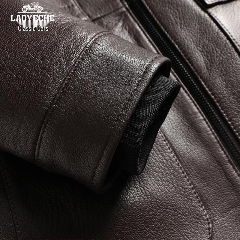 Laoyeche Men's Goat Leather Fox Fur Collar Down Liner Jacket