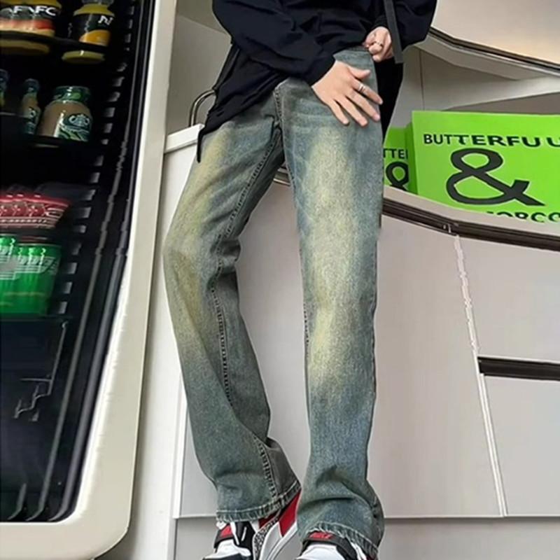 American retro blue jeans men's spring trendy brand annual tall micro-pull pants casual extended pants