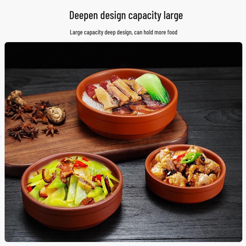Thickened Ceramic Zisha Steamed Rice Bowl - Restaurant Special Earthenware Rice Basin