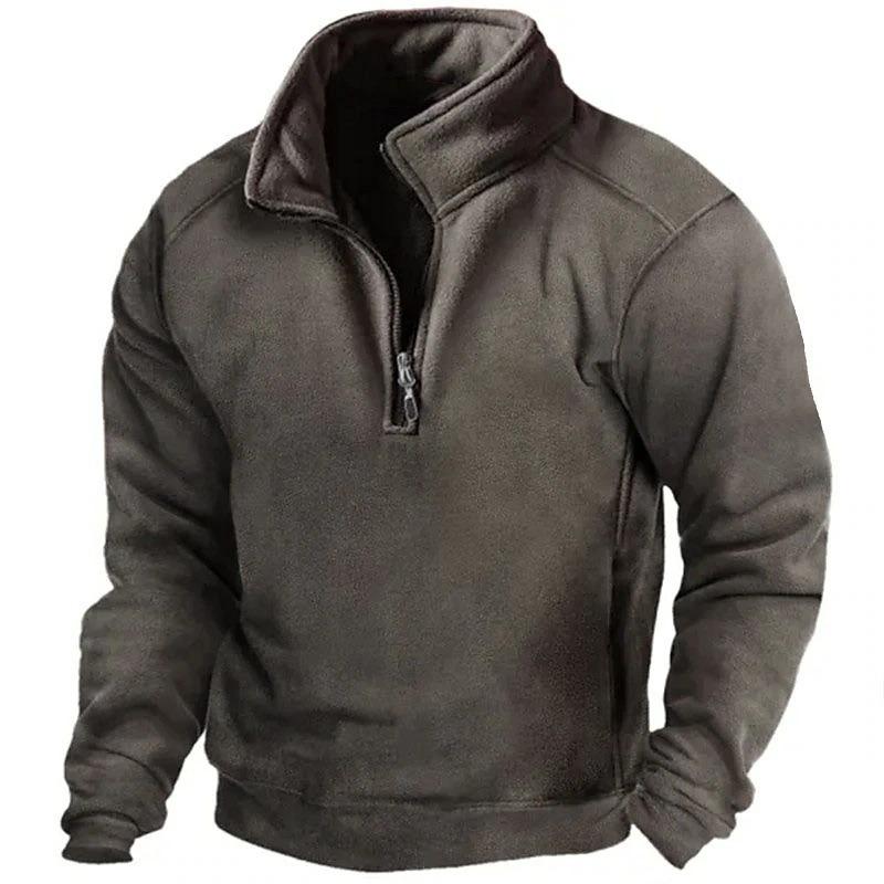 Herren Fleece Warm V-Ausschnitt Reißverschluss Sweatshirt Outdoor Sport Mäntel Pullover Herren Casual Outwear