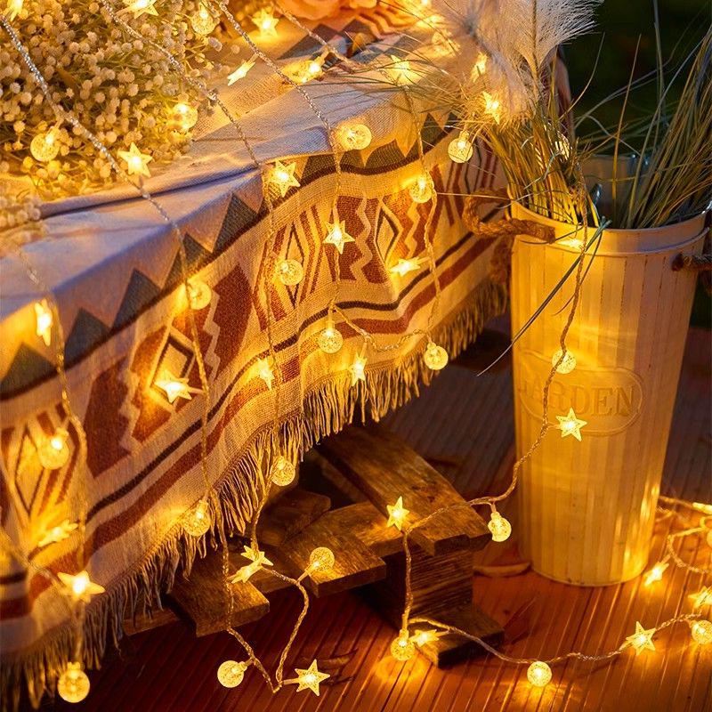 Solar LED Outdoor Star String Lights - Waterproof Patio Garden & Tree Fairy Lights